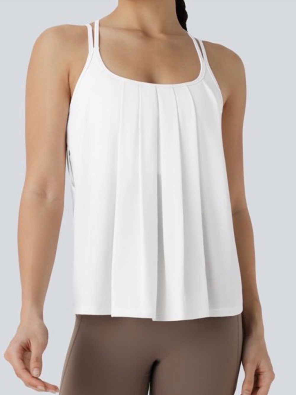 Halara M Double Straps Pleated Quick Dry Yoga Cami Top New with Tags White